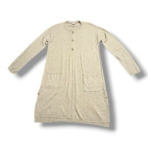 J.Jill Cardigan Sweater Duster Knit Polyester Blend Beige Tall Women’s Size MT